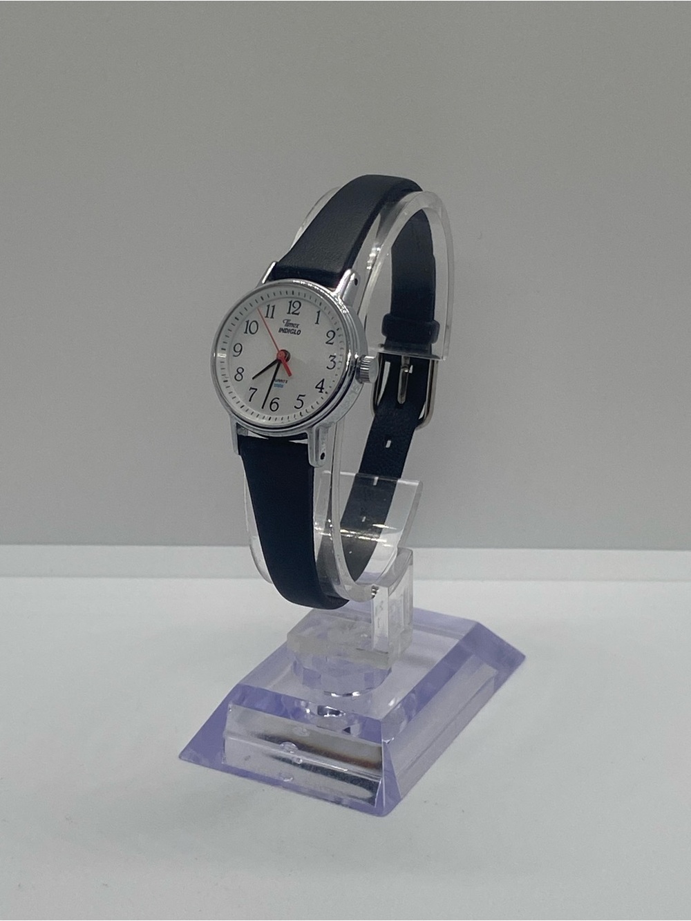 Timex Silver Case Black Strap Analog Watch with White Dial